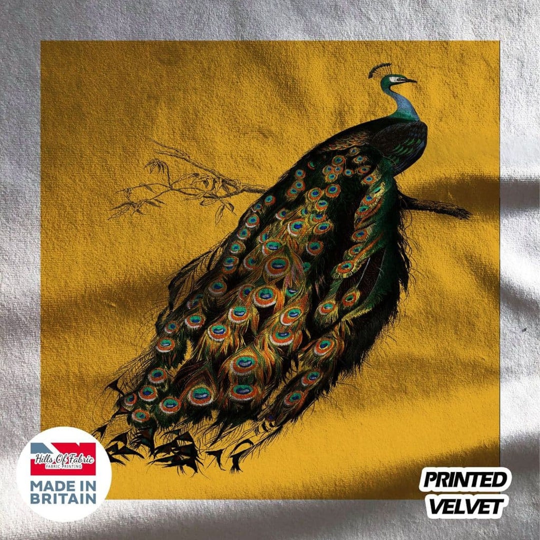 Peacock Fabric Panels Cushion Panels Velvet Cotton Polycotton Spandex