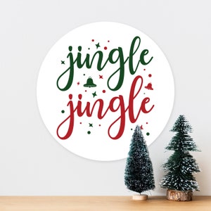 Jingle Jingle Christmas Xmas - Art Typograhy Inspirational Quote Wall, Wreath, Post, Door Tin Metal Sign Plaque