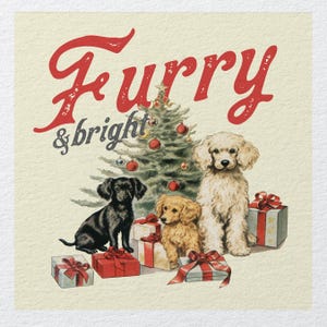 Furry and Bright Christmas Dogs  - Fabric Panels Cushion Panels Velvet Cotton Polycotton Spandex
