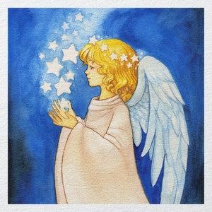 Angel Cherub Stars Christmas    - Fabric Panels Cushion Panels Velvet Cotton Polycotton Spandex