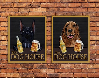 Personalised Custom Home Bar Dog House Any Breed pub -  Metal Art Typograhy Metal Wall Fine Metal Art Prints, Metal Sign Tin Sign