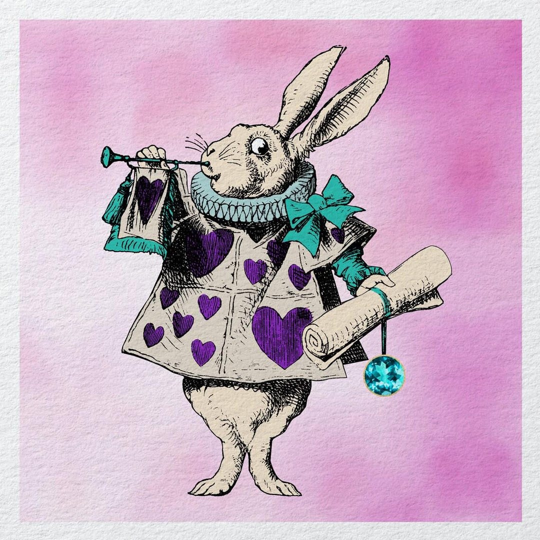 Alice in Wonderland White Rabbit Pink - Fabric Panels Cushion