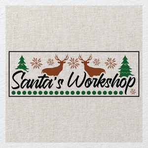 santas workshop  - Fabric Panels Cushion Panels Velvet Cotton Polycotton Spandex