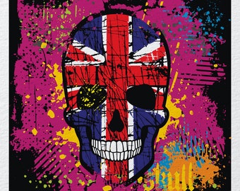 British Skull Grunge - Paneles de tela Paneles de cojín Velvet Cotton Polycotton Spandex