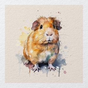 Guinea Pig Pet Animal Watercolour splash Bright - Fabric Panels Cushion Panels Velvet Cotton Polycotton Spandex