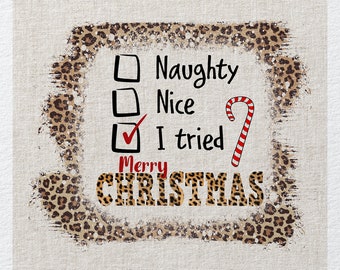 Naughty Nice I Tried List Merry Christmas  - Fabric Panels Cushion Panels Velvet Cotton Polycotton Spandex