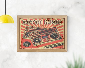 Retro tape music cool cassette 70s 80s 90s Wall Fine Art Prints, Art Posters