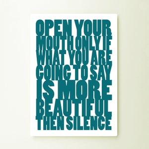 Metal Sign Open Mouth Only  - Art Typograhy Inspirational Quote Wall Fine Art Prints, Tin Sign