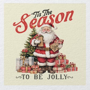 Tis the season to be jolly santa christmas  - Fabric Panels Cushion Panels Velvet Cotton Polycotton Spandex