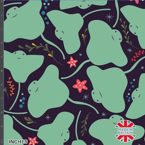 Stingray Ocean Sea Under Sea Starfish Pattern - Tissu Yard Gros quart velours Coton Polycoton Spandex