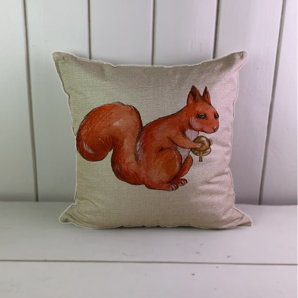 Niedliches Eichhörnchen Land Wald Tier Skizze Zeichnung Illustration - Kissenhüllen, Leinen Look Textil mit oder ohne Innen