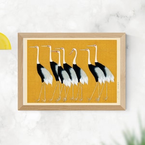 Vintage illustration flock of beautiful Japanese red crown crane Ogata Korin - Vintage Reproduction Wall Fine Art Prints, Art Posters