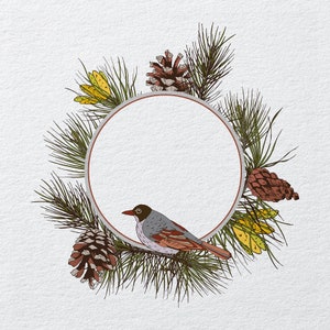 winter wreath bird - Fabric Panels Cushion Panels Velvet Cotton Polycotton Spandex