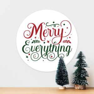 Merry Everything Christmas Xmas - Art Typograhy Inspirierende Zitat Wand, Kranz, Post, Tür Blechschild Plaque