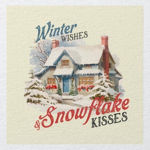 Winter wishes and snowflake kisses Christmas - Fabric Panels Cushion Panels Velvet Cotton Polycotton Spandex