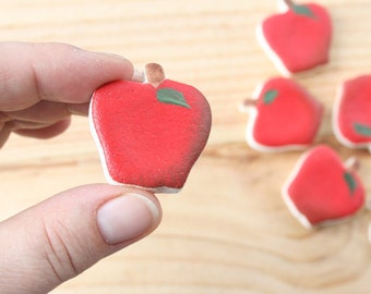 Apple magnets made from Salt Dough, Fridge magnets, Teacher gifts, Office accessories, apple magnets wedding favors, Autumn decorations