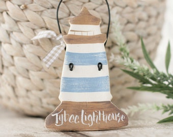 Personalised lighthouse salt dough ornament, Nautical beach theme gift, Beach house decor, Nautical room ornaments, Ocean theme decor