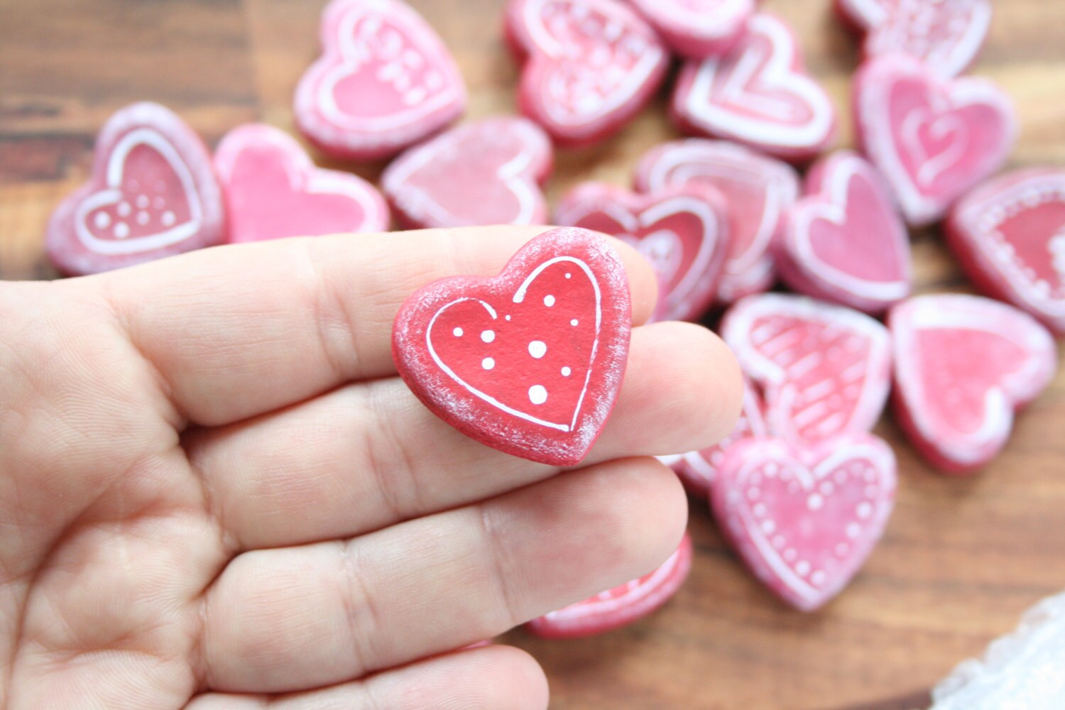 Heart Set of 5 Made From Salt Dough Fridge Etsy