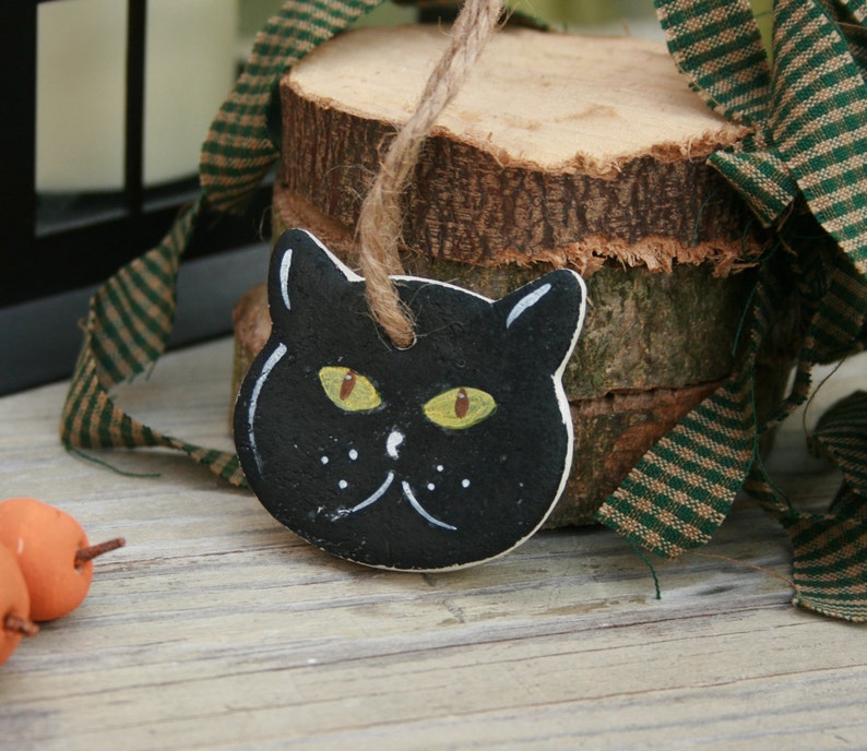 Salt Dough Cat Halloween Hanging Ornament Halloween Tree Etsy