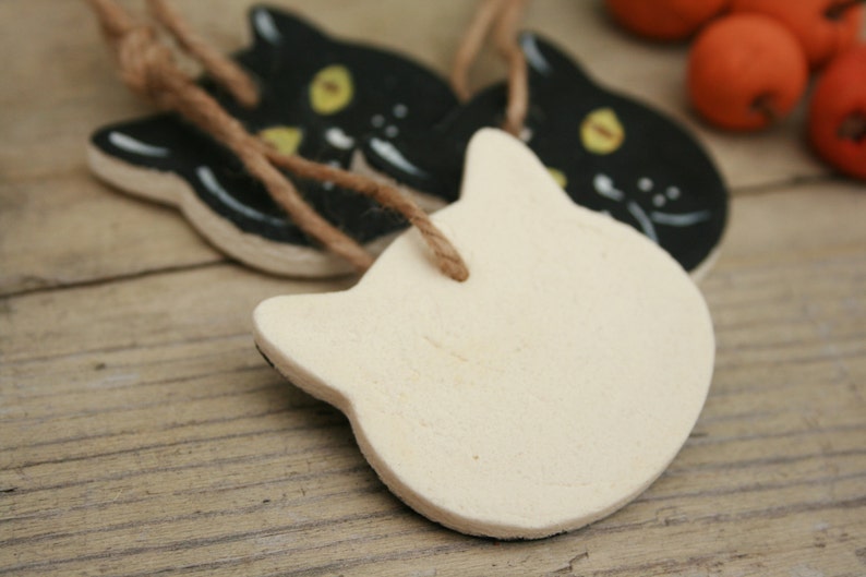 Salt dough cat Halloween hanging ornament Halloween tree Etsy
