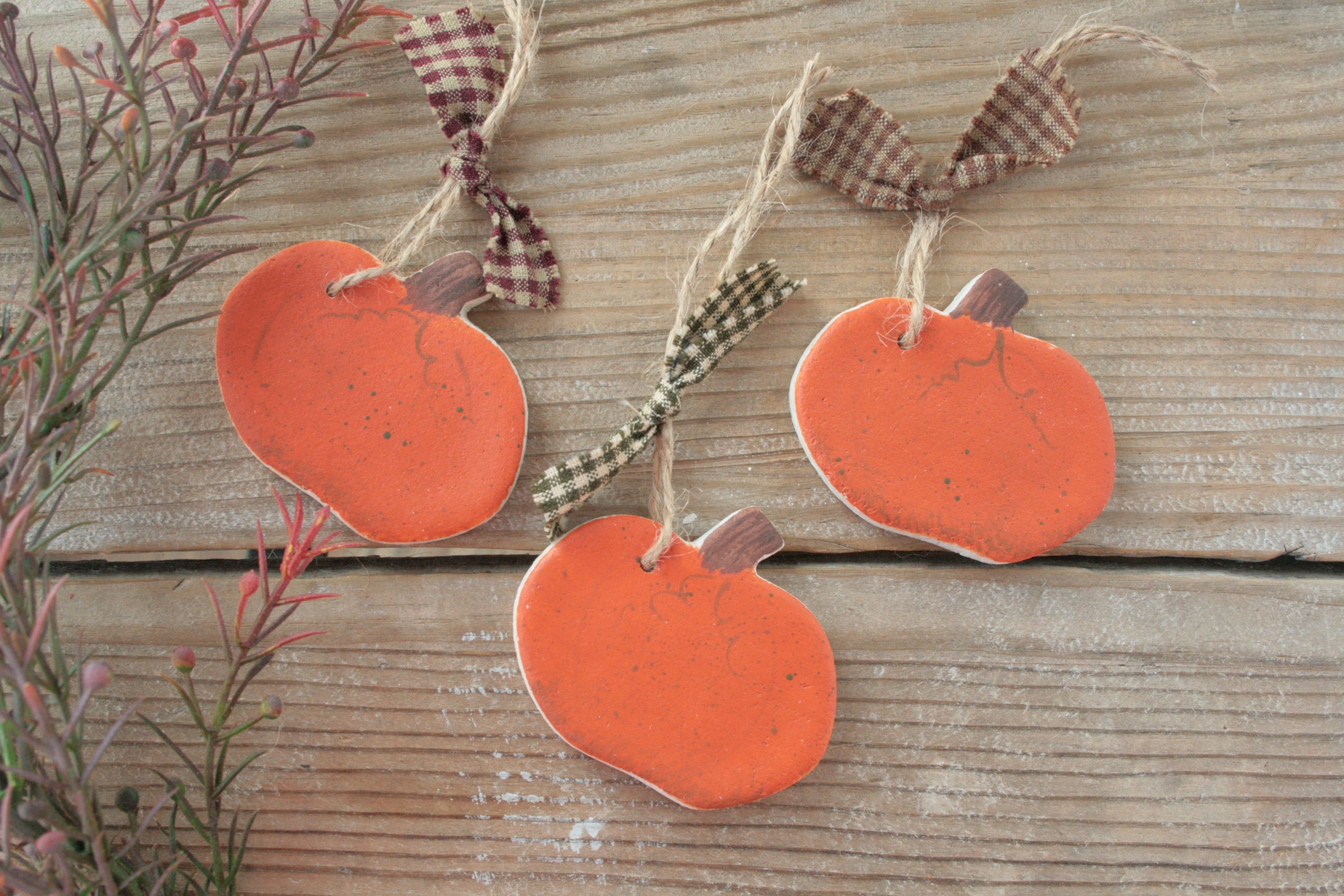 Salt dough pumpkin Halloween hanging ornament Halloween tree Etsy