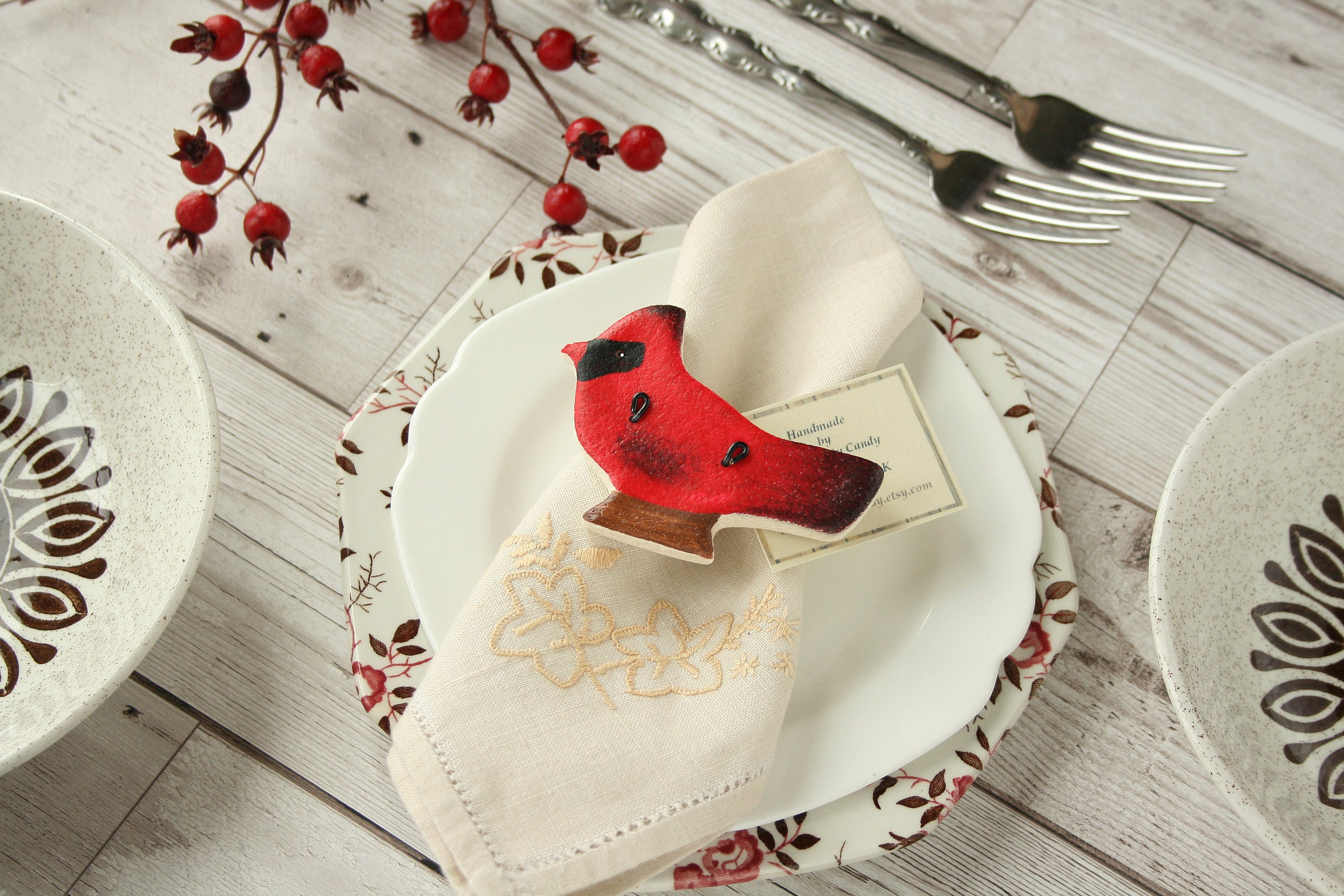 Cardinal Birdstree Decorationscardinal Bird Napkin Rings Etsy