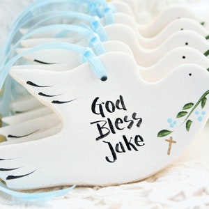 Set of 6 Dove Salt Dough Personalised Baptism favors, 1st Communion, Wedding favors, Doves tree decor, Personalised doves image 9