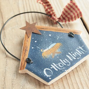 Baby Jesus Manger Christmas ornament, O Holy Night Christmas tree decorations, Primitive decor, Rustic Christmas ornament, Christmas gift image 7