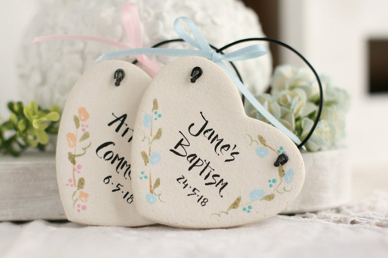 Personalised Classic Salt Dough Rustic Heart 1st Spring new work one after another Ch Baptism Communion