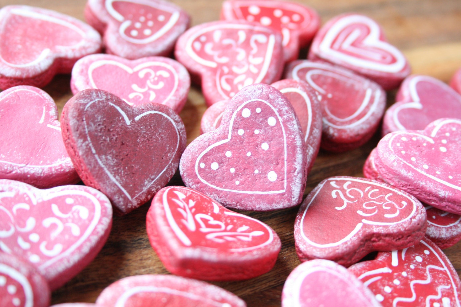 Heart Set of 5 Made From Salt Dough Fridge Etsy