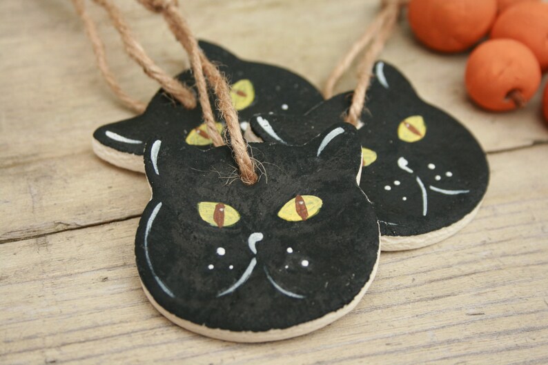 Salt dough cat Halloween hanging ornament Halloween tree Etsy