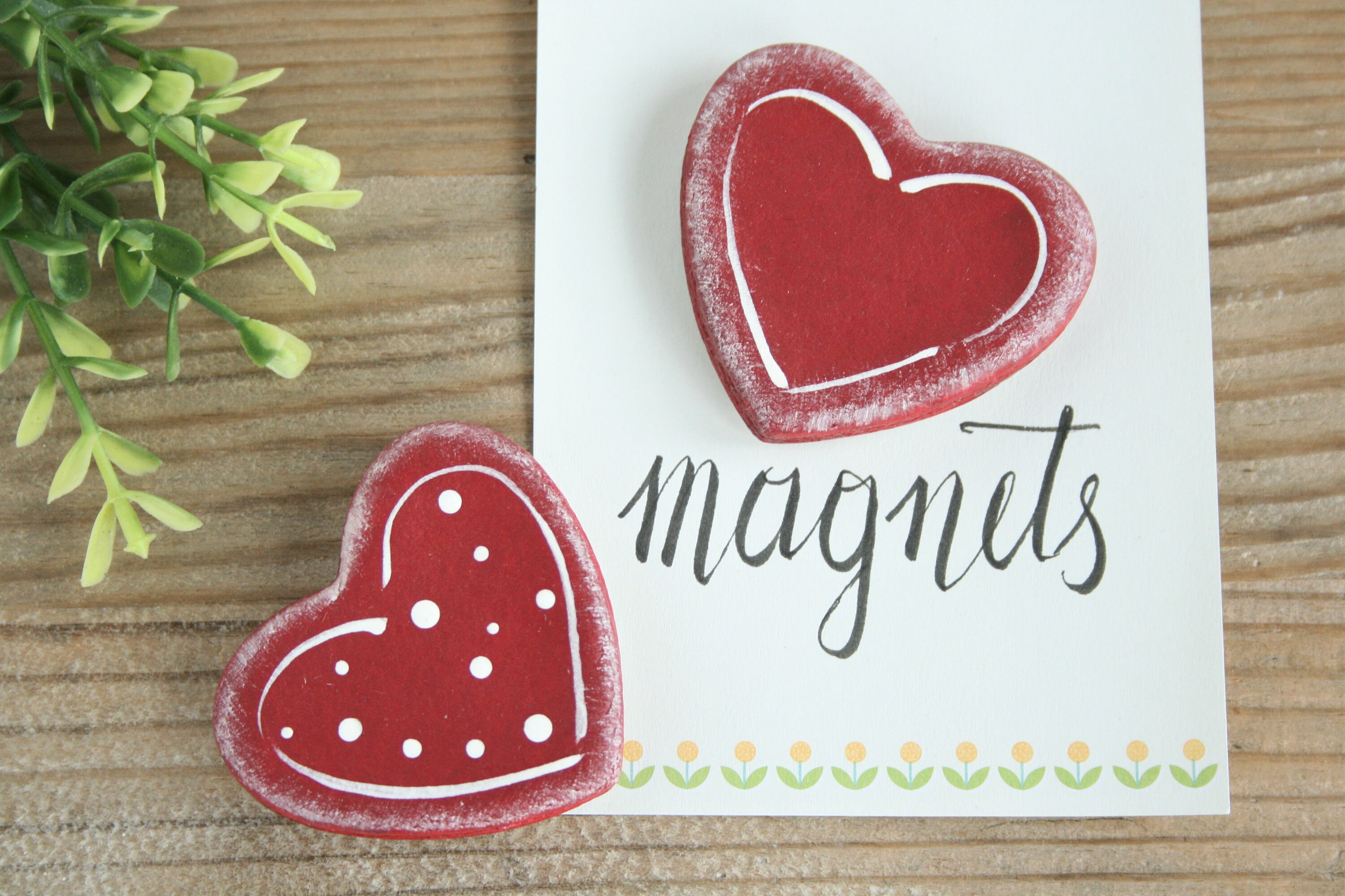 Heart Set of 2 Made From Salt Dough Fridge Etsy UK