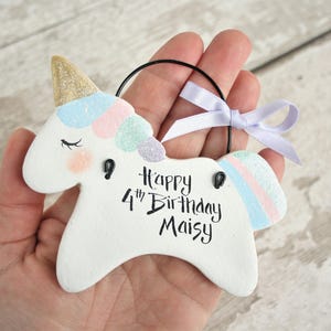 Personalised Unicorn ornament, Birthday gift for girl, Nursery decor,New baby gift,Baby shower,Personalized gifts,Party favors, Unicorn gift image 6