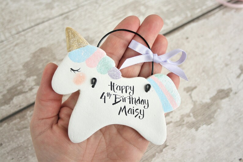 Personalised Unicorn ornament, Birthday gift for girl, Nursery decor,New baby gift,Baby shower,Personalized gifts,Party favors, Unicorn gift image 6