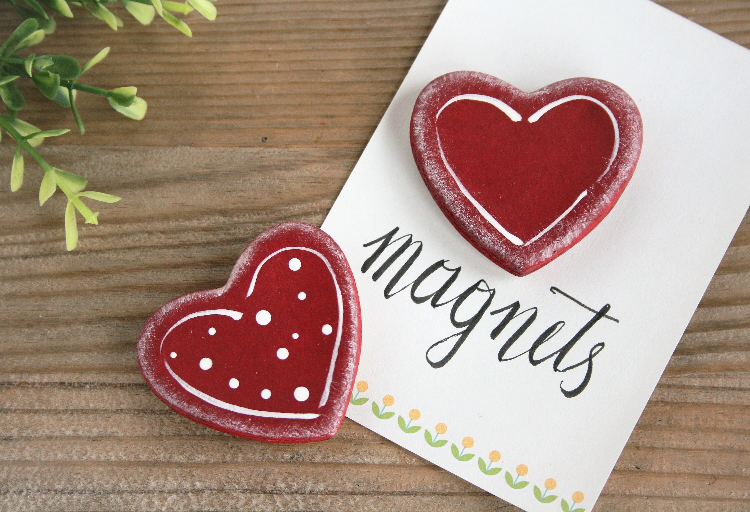 Heart Set of 2 Made From Salt Dough Fridge Etsy UK