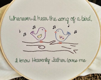 8x10 hand embroidery pattern Whenever I Hear The Song Of A Bird