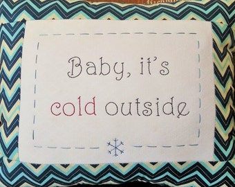 8x10 Winter hand embroidery pattern Baby, It's Cold Outside.