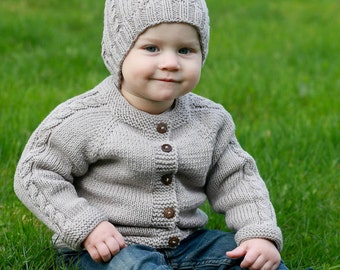 MADE TO ORDER Hand knitted baby sweater with hood and MADE TO ORDER Hand knitted baby sweater with hood and