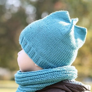 MADE TO ORDER/ Hand knitted baby hat with 4 small ears/ Merino wool image 1