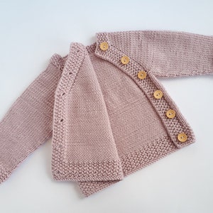 MADE TO ORDER/ Hand knitted side fastened baby sweater/ Merino wool image 3