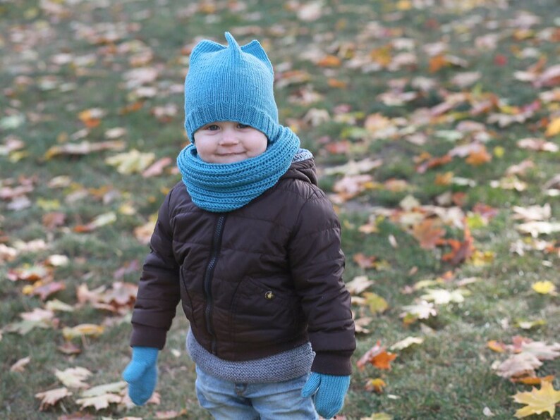 MADE TO ORDER/ Hand knitted baby hat with 4 small ears/ Merino wool image 3