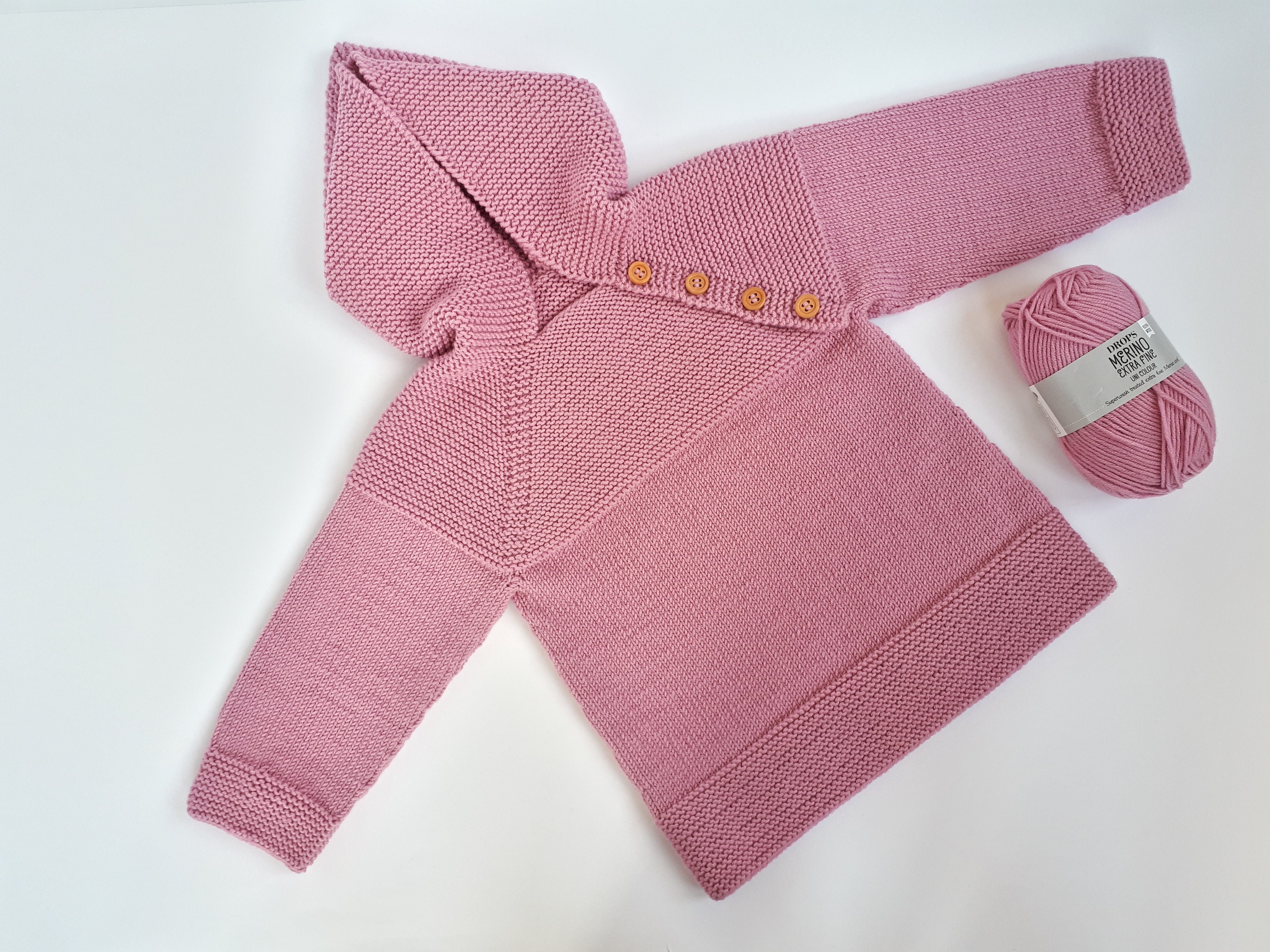 MADE TO ORDER/ Hand Knitted Baby Sweater With Hood and Raglan Sleeve ...