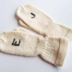 MADE TO ORDER/ Hand knitted personalized baby and toddler mittens/ Merino wool