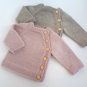 MADE TO ORDER/ Hand knitted side fastened baby sweater/ Merino wool image 1