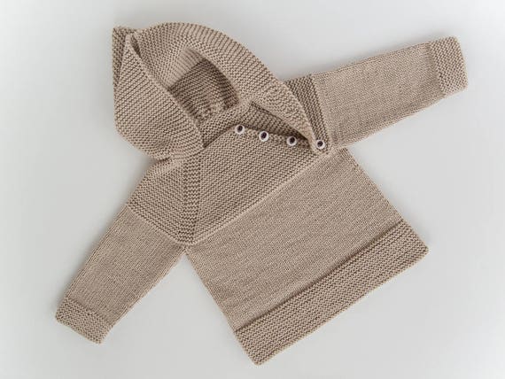 MADE TO ORDER Hand knitted baby sweater with hood and raglan sleeve Merino wool MADE TO ORDER Hand knitted baby sweater with hood and raglan sleeve Merino wool