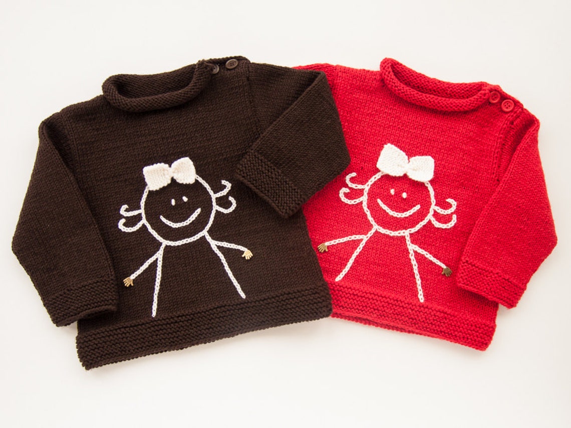 MADE TO ORDER/ Hand knitted baby girl sweater with embroidered Etsy