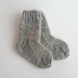 MADE TO ORDER/ Hand knitted baby socks/ Sheep wool Light grey