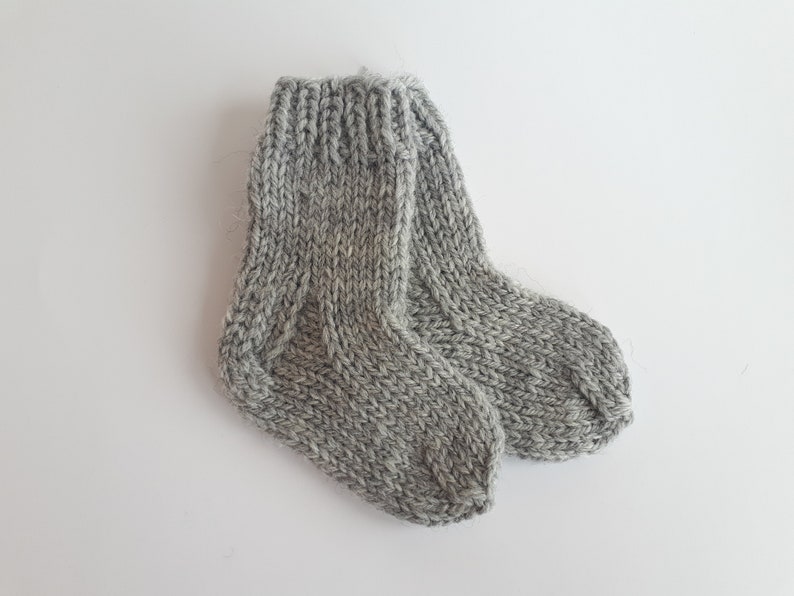 MADE TO ORDER/ Hand knitted baby socks/ Sheep wool Light grey