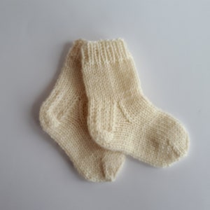 MADE TO ORDER/ Hand knitted baby socks/ Sheep wool Off white