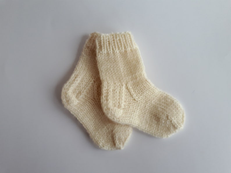 MADE TO ORDER/ Hand knitted baby socks/ Sheep wool Off white